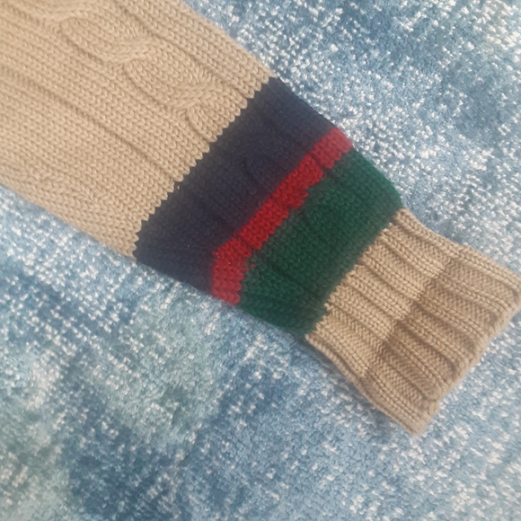 Gant The Rugger 100% Wool 1980s Cableknit Triple Stripe Cricket Sweater, MINT!!! - Picture 7 of 12